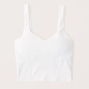 Abercrombie & Fitch Double-Layered Seamless Fabric Corset Tank in white🧸